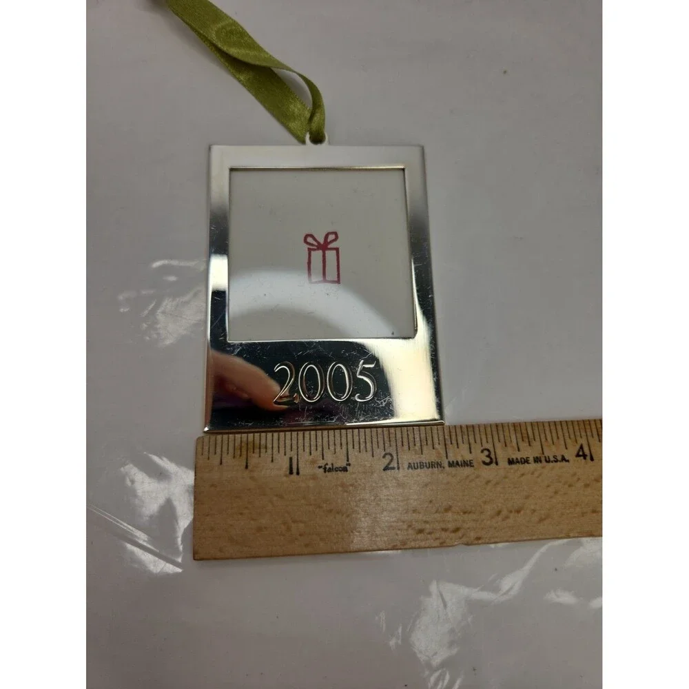 Set Of 2 Pottery Barn silver-plated 2x2 Photo Frame Ornaments Christmas 2005 NEW